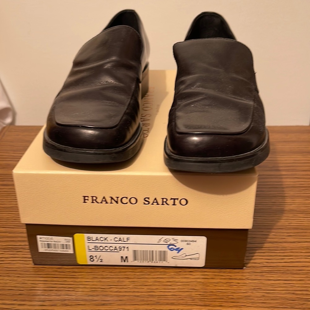 Franco Sarto Leather Black Slip Loafer’s 8.5